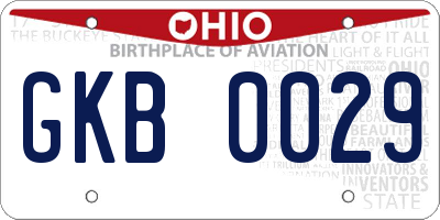 OH license plate GKB0029