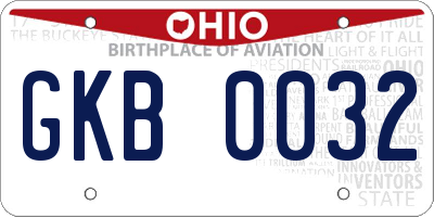 OH license plate GKB0032