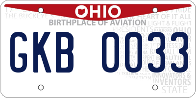 OH license plate GKB0033