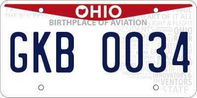 OH license plate GKB0034