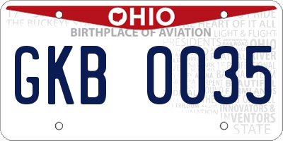 OH license plate GKB0035