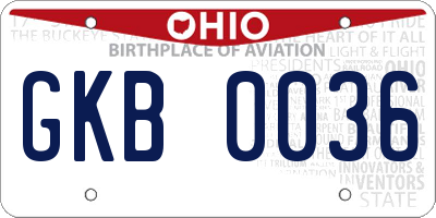 OH license plate GKB0036