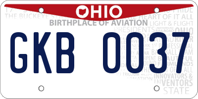 OH license plate GKB0037