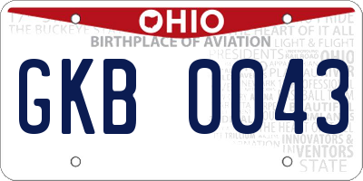 OH license plate GKB0043