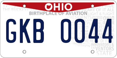 OH license plate GKB0044