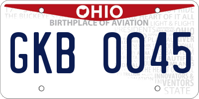 OH license plate GKB0045