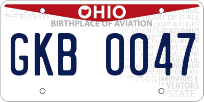 OH license plate GKB0047