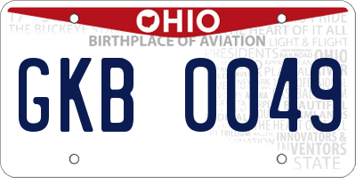 OH license plate GKB0049