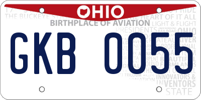 OH license plate GKB0055