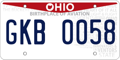 OH license plate GKB0058