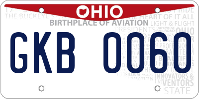 OH license plate GKB0060