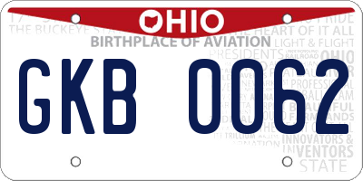 OH license plate GKB0062