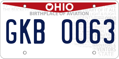 OH license plate GKB0063
