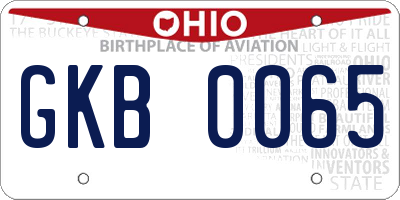 OH license plate GKB0065