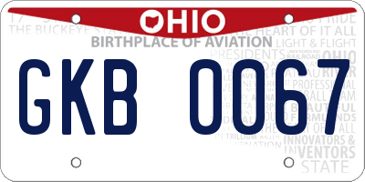 OH license plate GKB0067