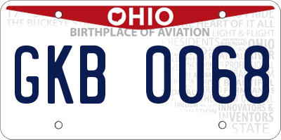 OH license plate GKB0068