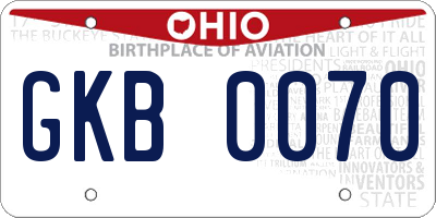 OH license plate GKB0070