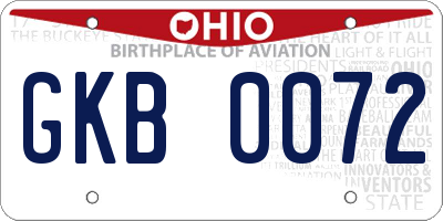 OH license plate GKB0072