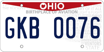 OH license plate GKB0076