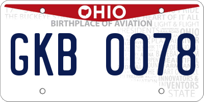 OH license plate GKB0078