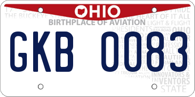 OH license plate GKB0083
