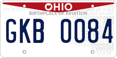 OH license plate GKB0084