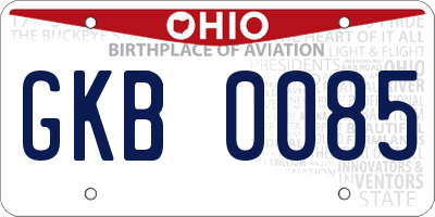 OH license plate GKB0085