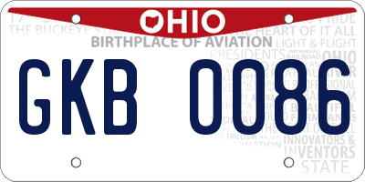OH license plate GKB0086