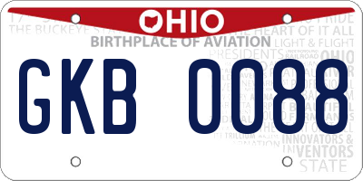 OH license plate GKB0088