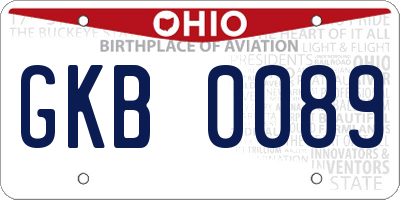 OH license plate GKB0089