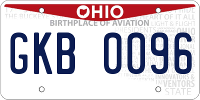 OH license plate GKB0096