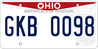 OH license plate GKB0098