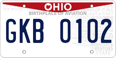 OH license plate GKB0102