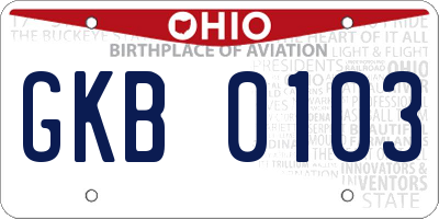 OH license plate GKB0103