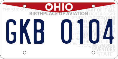 OH license plate GKB0104