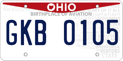 OH license plate GKB0105