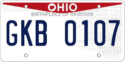 OH license plate GKB0107