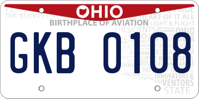 OH license plate GKB0108