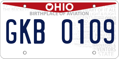 OH license plate GKB0109