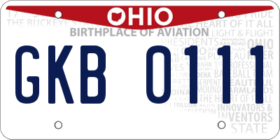 OH license plate GKB0111