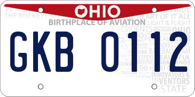 OH license plate GKB0112