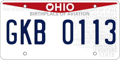 OH license plate GKB0113
