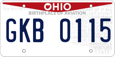 OH license plate GKB0115