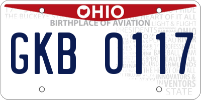 OH license plate GKB0117