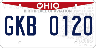 OH license plate GKB0120