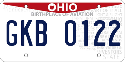 OH license plate GKB0122