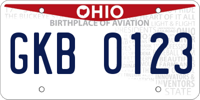 OH license plate GKB0123