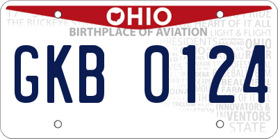 OH license plate GKB0124