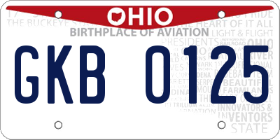 OH license plate GKB0125