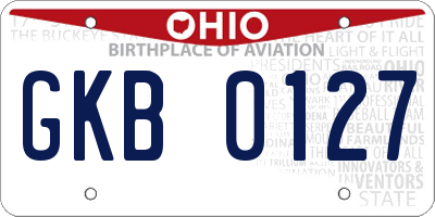 OH license plate GKB0127